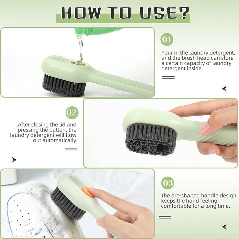 Soap Dispensing Cleaning Brush with Handle Scrubbing Reusable Washing Shoe Brush for Shoes Clothes Cleaning (Pack of 1) - Feature 6