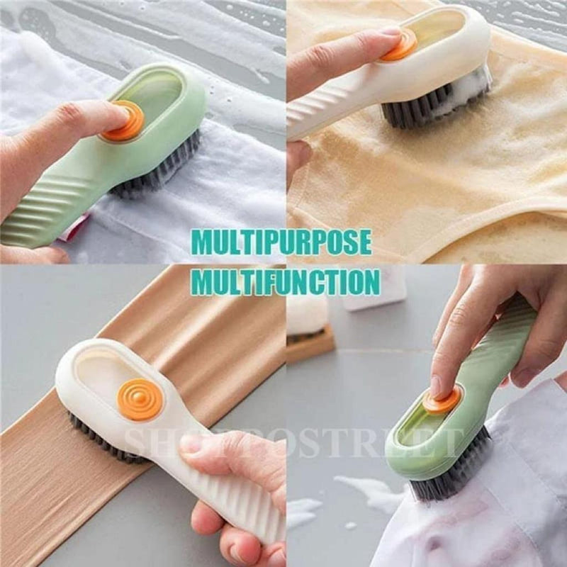 Soap Dispensing Cleaning Brush with Handle Scrubbing Reusable Washing Shoe Brush for Shoes Clothes Cleaning (Pack of 1) - Feature 2